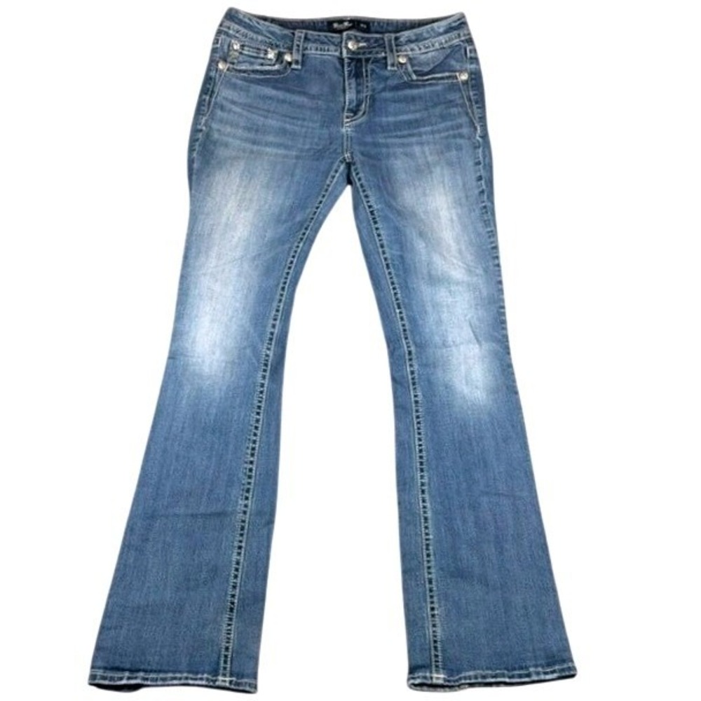 Miss Me Chloe Bootcut Jeans Womens 30x32 Medium Wash Embellished Wing Cross